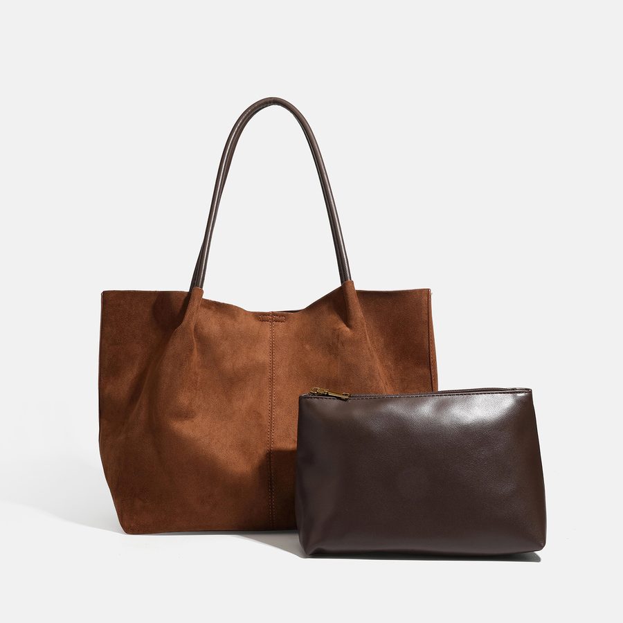 Suede Tote Bag Large Capacity Minimalist Shoulder view 10