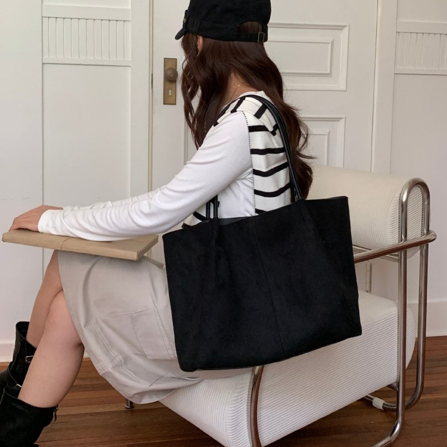 Suede Tote Bag Large Capacity Minimalist Shoulder view 4