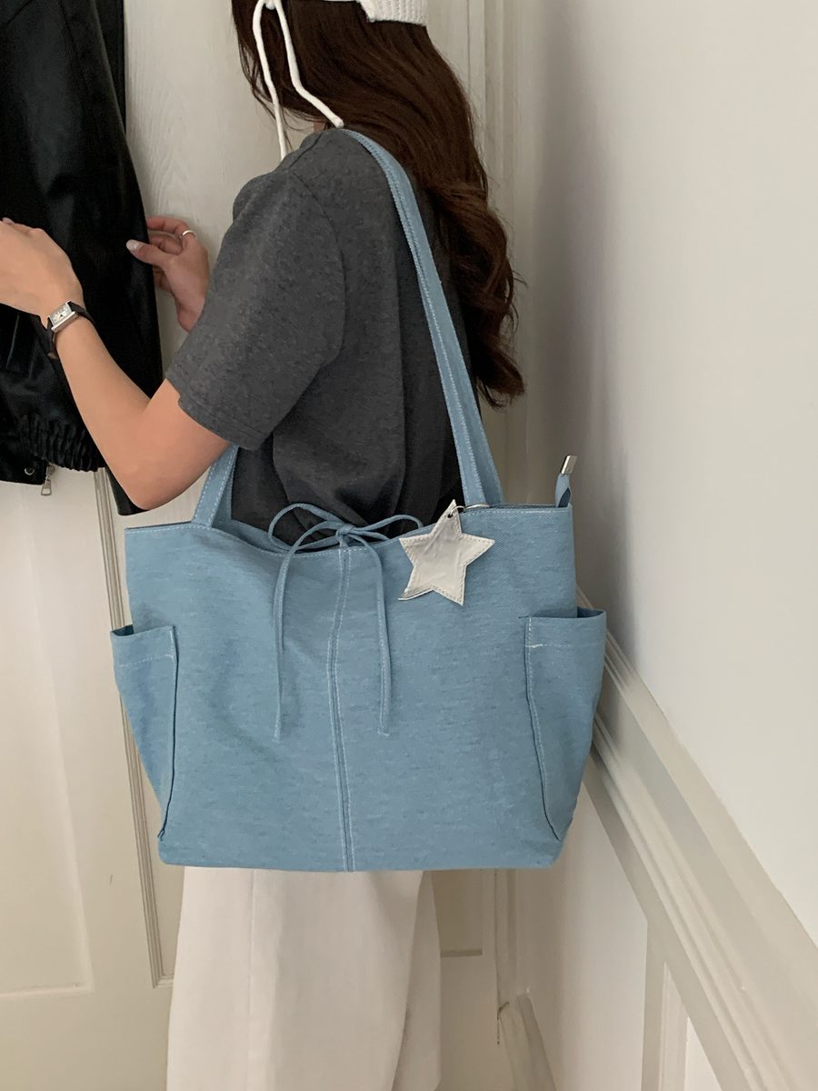 Denim Star Canvas Tote Bag Large Capacity