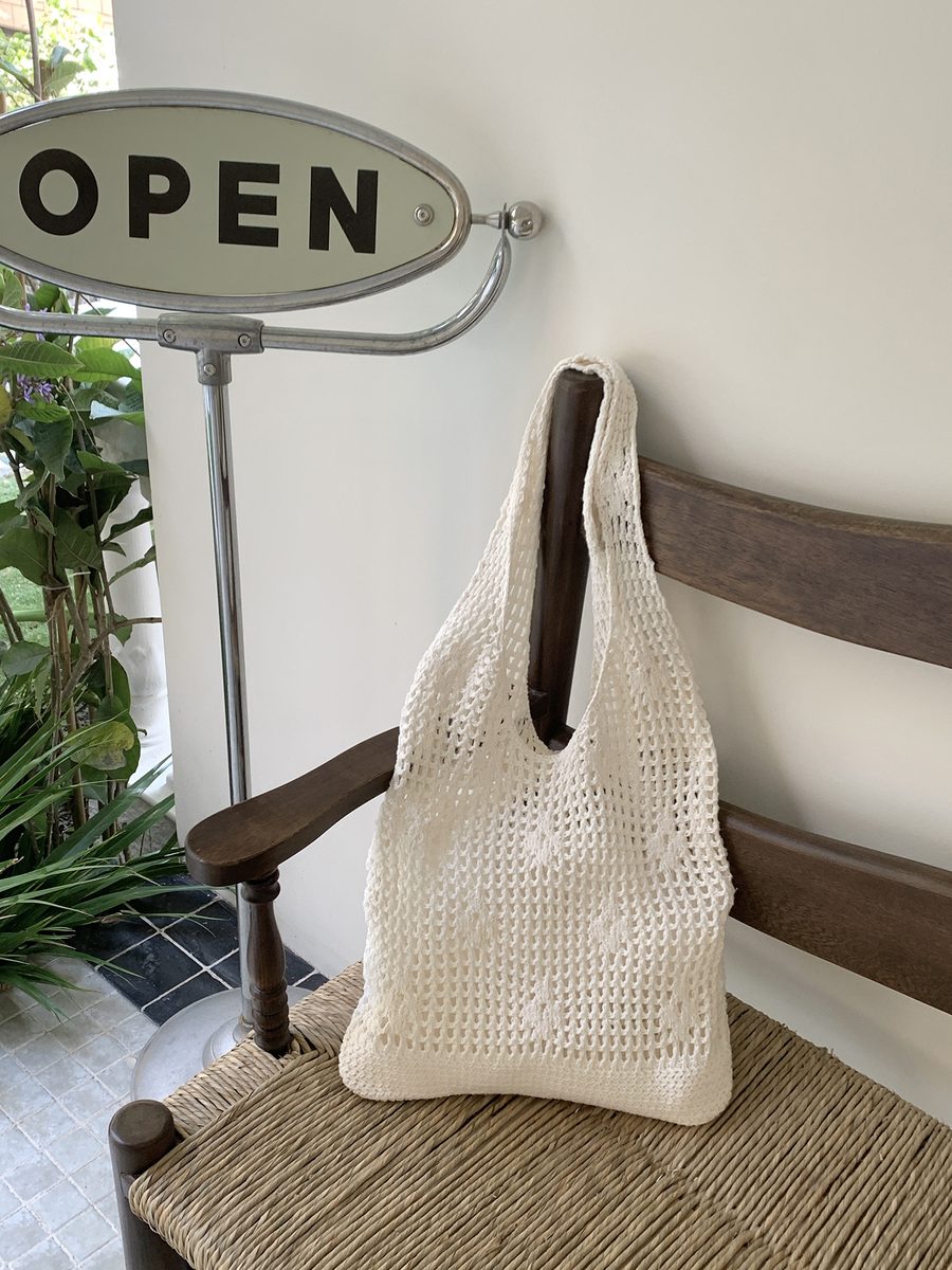 Gewebte Strick Tote Bag Großes Fassungsvermögen Durchbrochen view 5