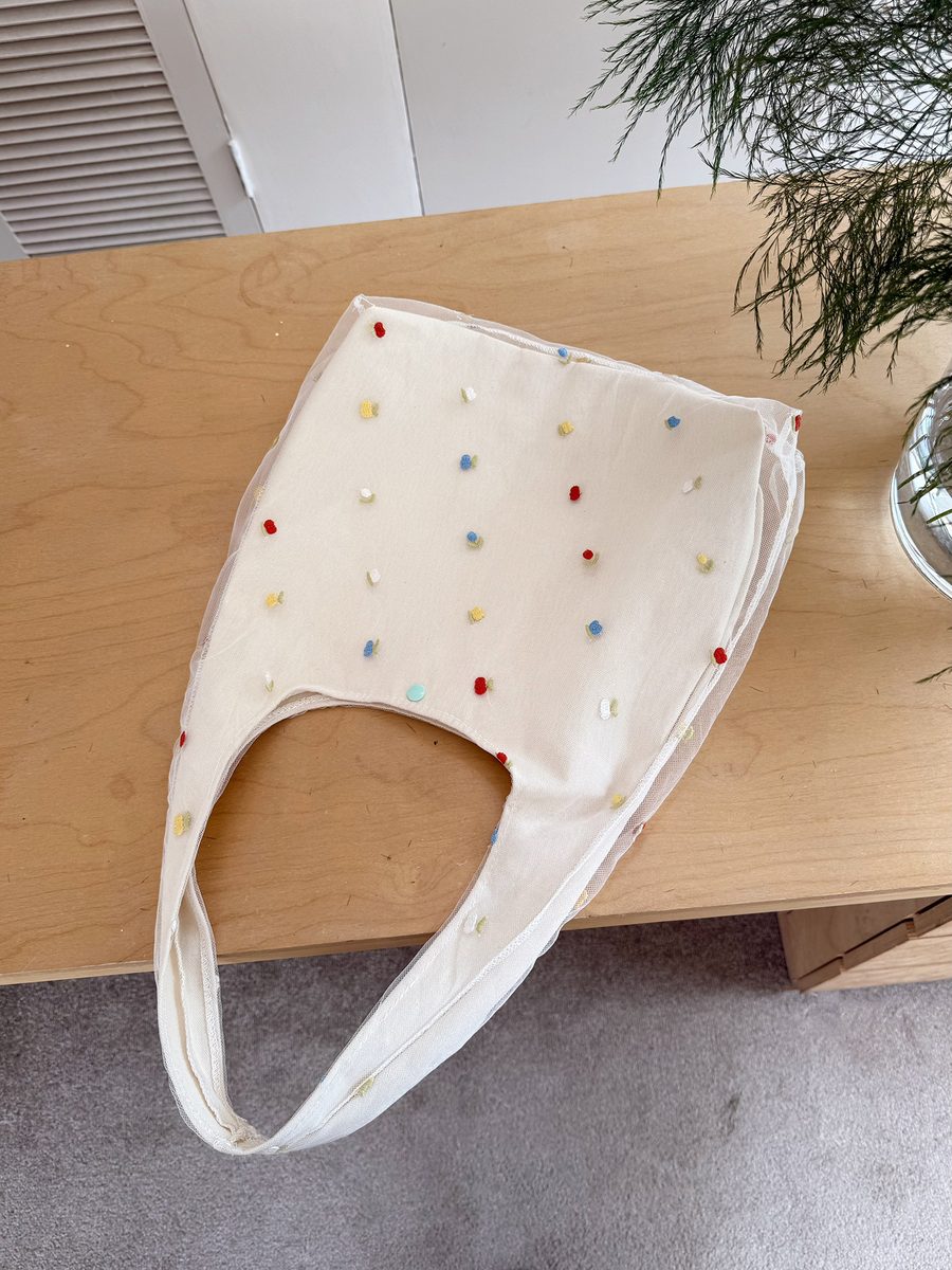 Tas Tote Kanvas Tulle Bordir Kapasitas Besar view 4