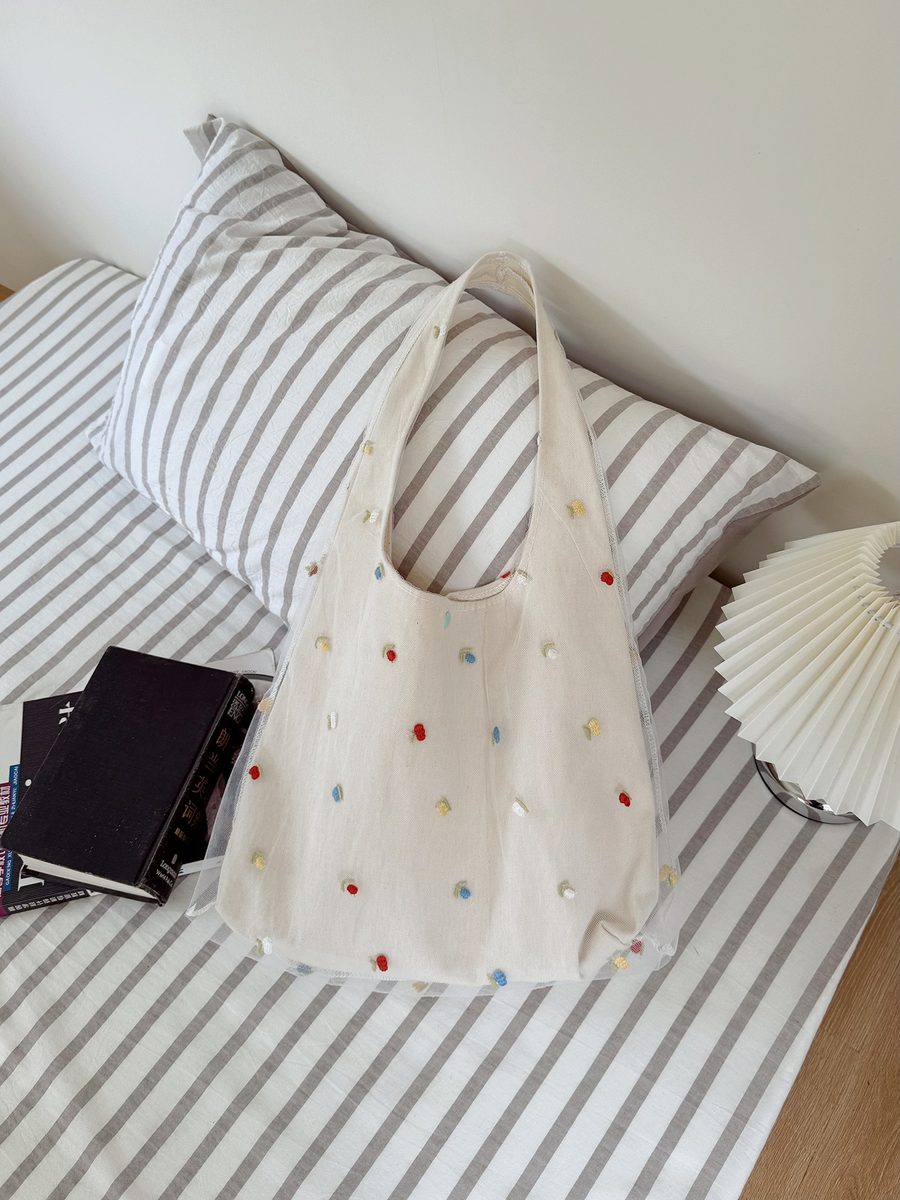 Tas Tote Kanvas Tulle Bordir Kapasitas Besar view 6
