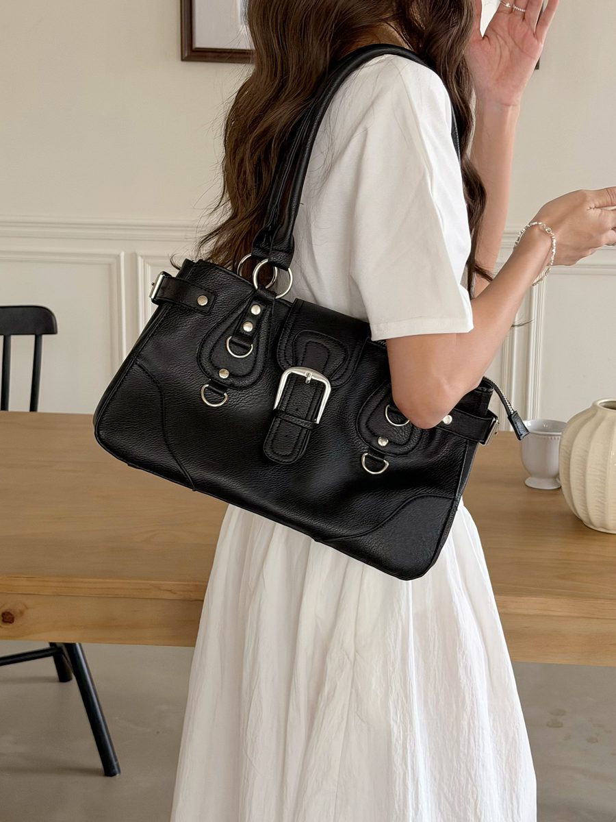 Top-Handle Moto Tote Bag Large Capacity view 2