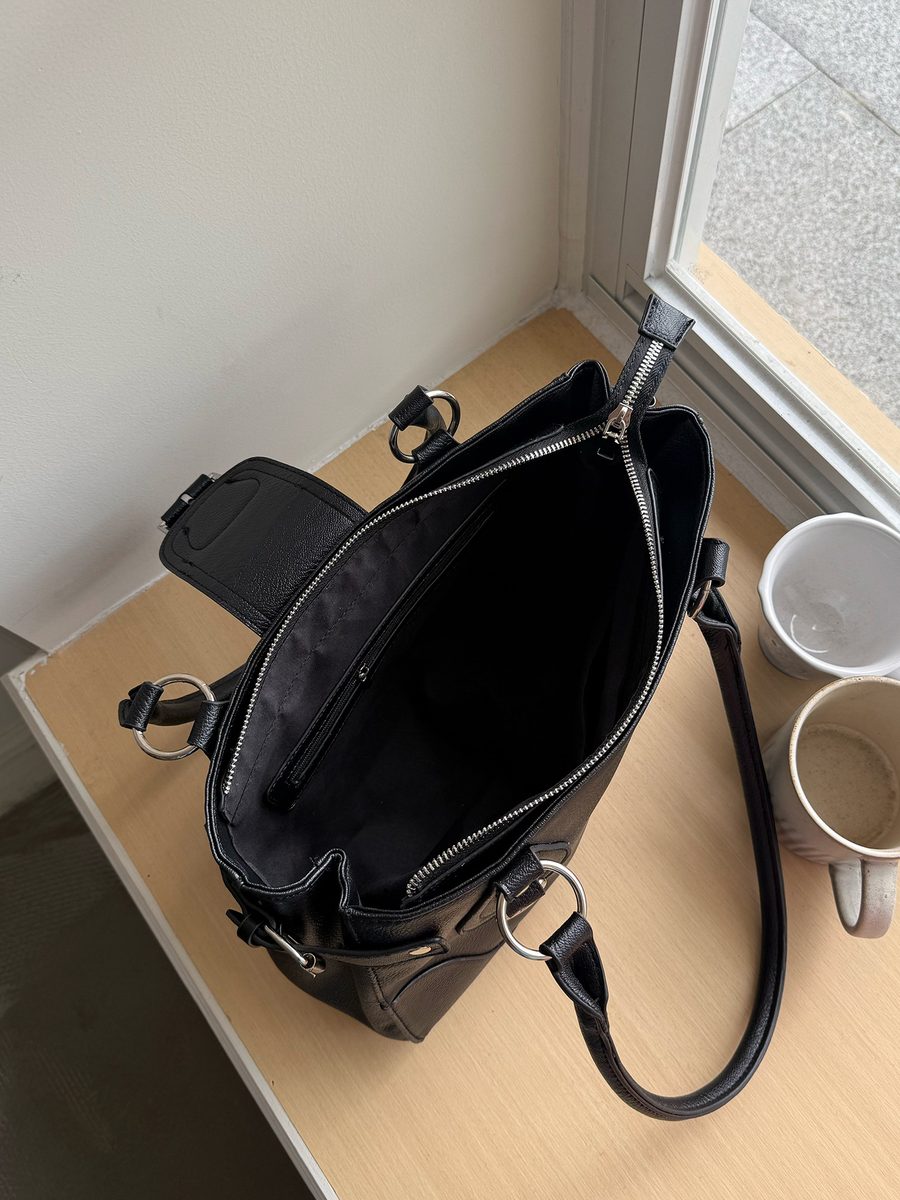 Top-Handle Moto Tote Bag Large Capacity view 4