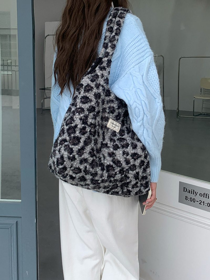 Leopard Faux Fur Tote Bag Large Capacity