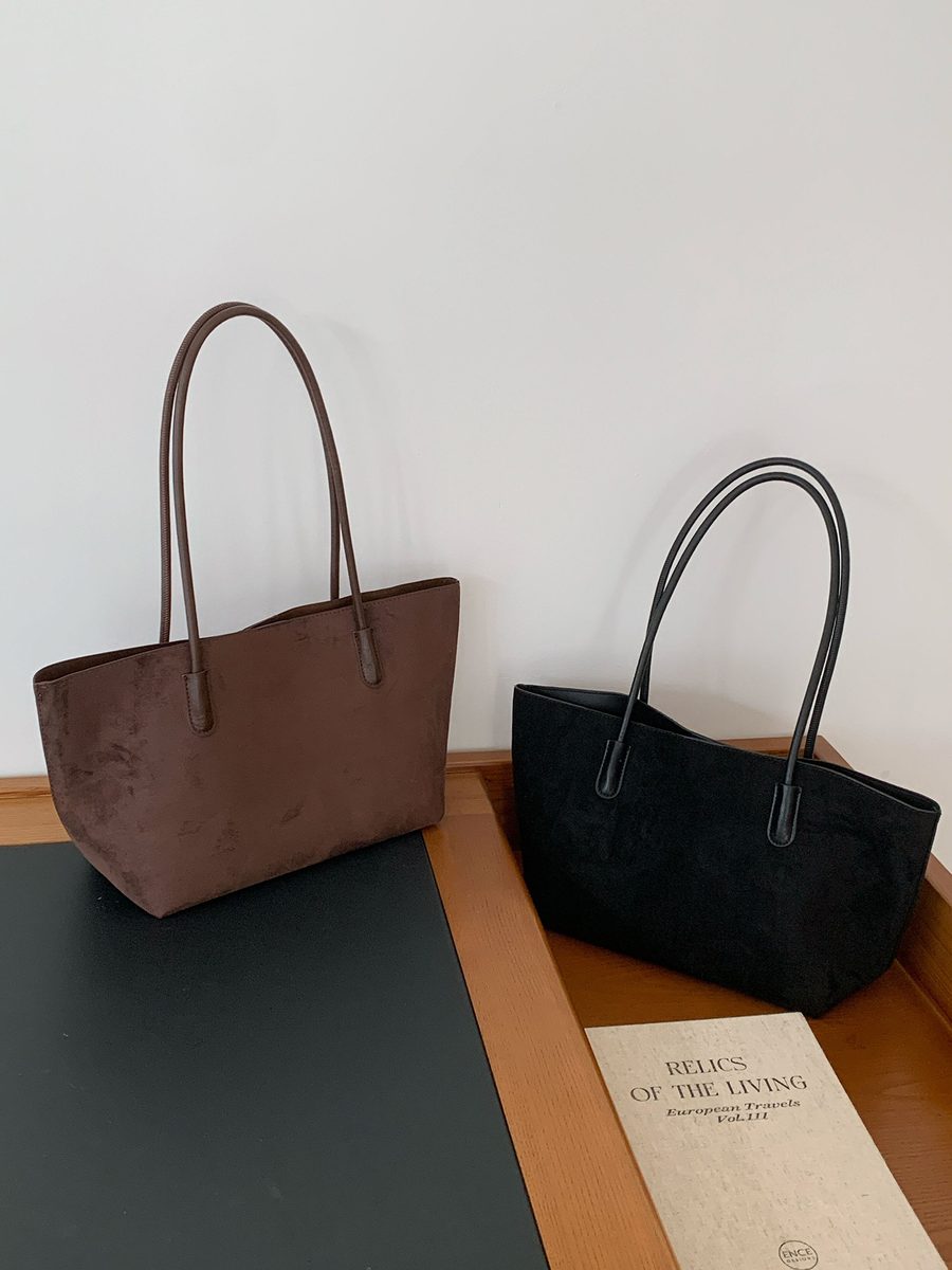 Suede Tote Bag Large Capacity Shoulder Vintage