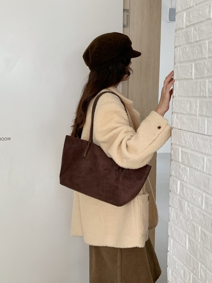 Suede Tote Bag Large Capacity Shoulder Vintage view 2
