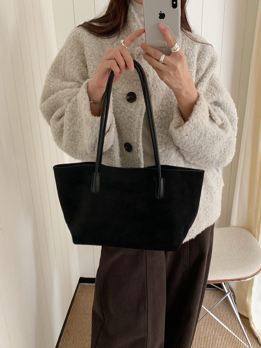 Suede Tote Bag Large Capacity Shoulder Vintage view 4