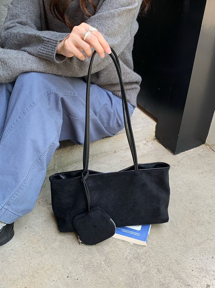 Suede Tote Bag Large Capacity Top-Handle Vintage view 3