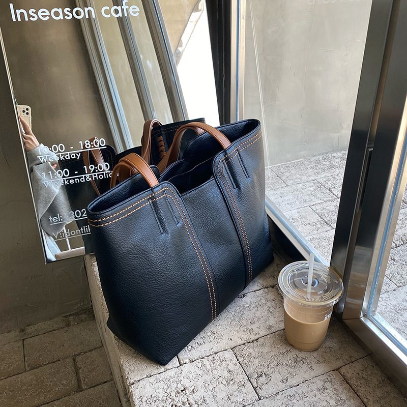 Tas Tote Bahu Gagang Atas Besar Kapasitas Retro Minimalis Stylish Versi Korea 2026 untuk Wanita view 6