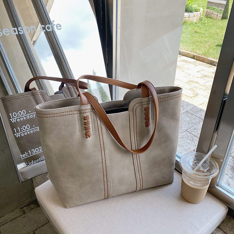 Tas Tote Bahu Gagang Atas Besar Kapasitas Retro Minimalis Stylish Versi Korea 2026 untuk Wanita view 7