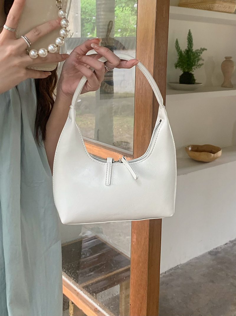 French Silver Shoulder Top-Handle Bag view 4