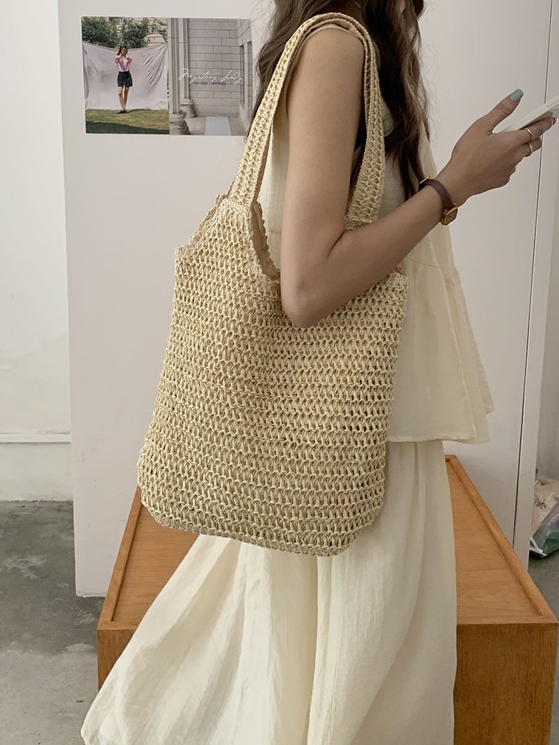Woven Straw Tote Bag view 2