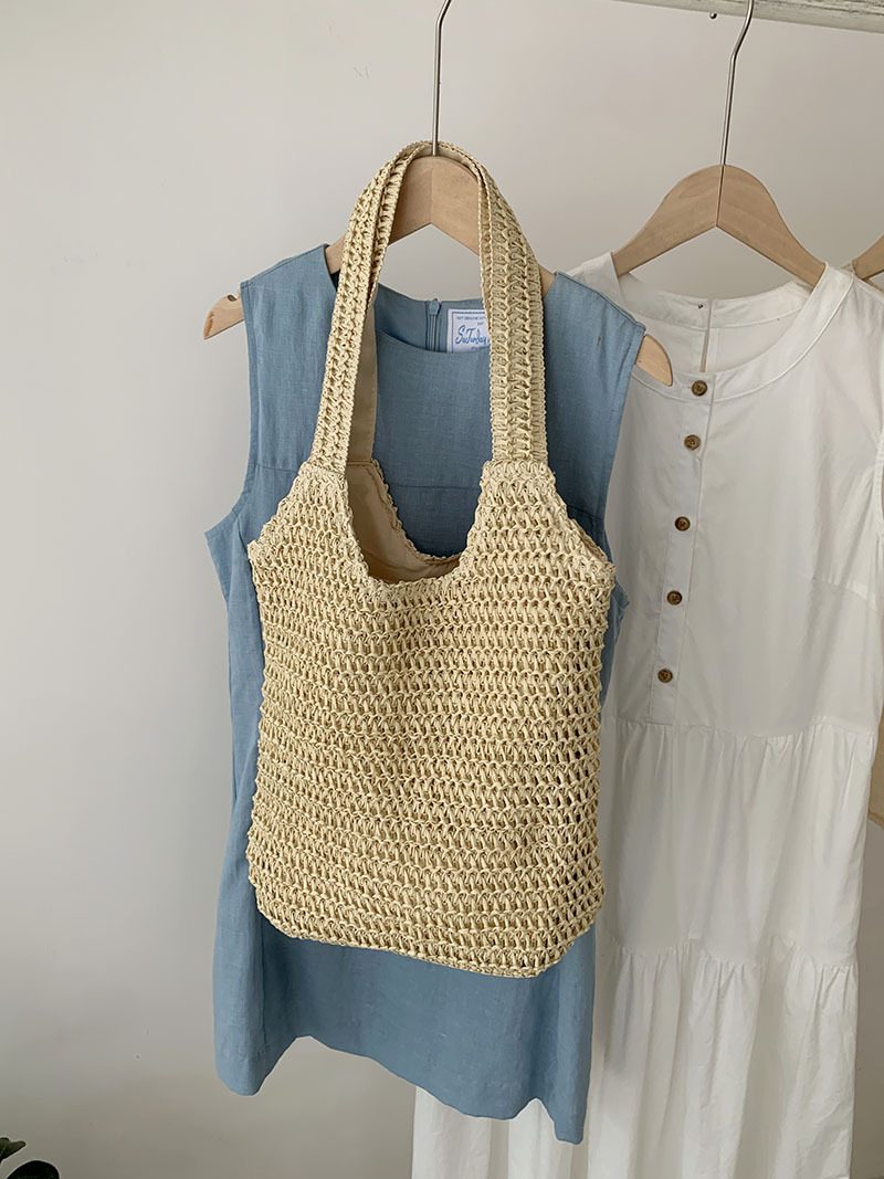 Woven Straw Tote Bag view 3