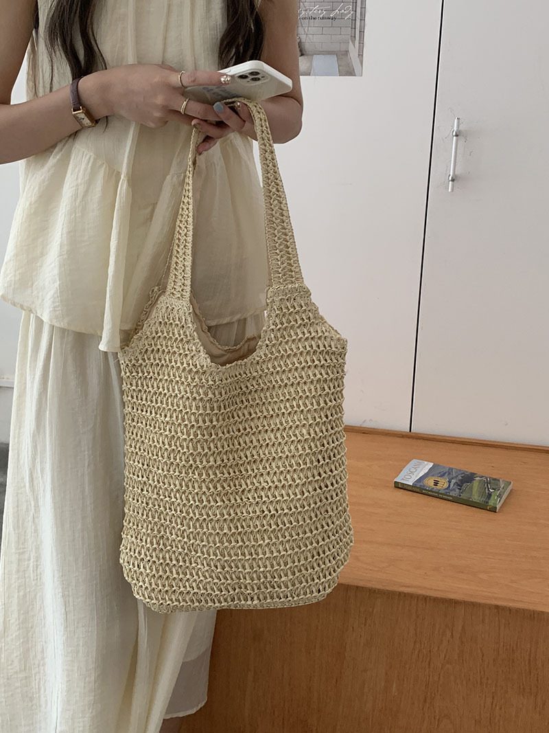 Woven Straw Tote Bag view 4