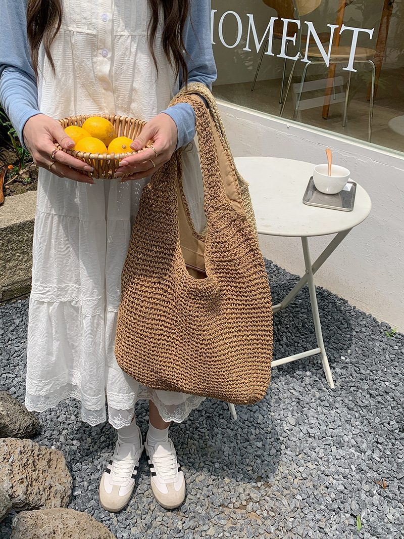 Woven Straw Tote Bag view 5