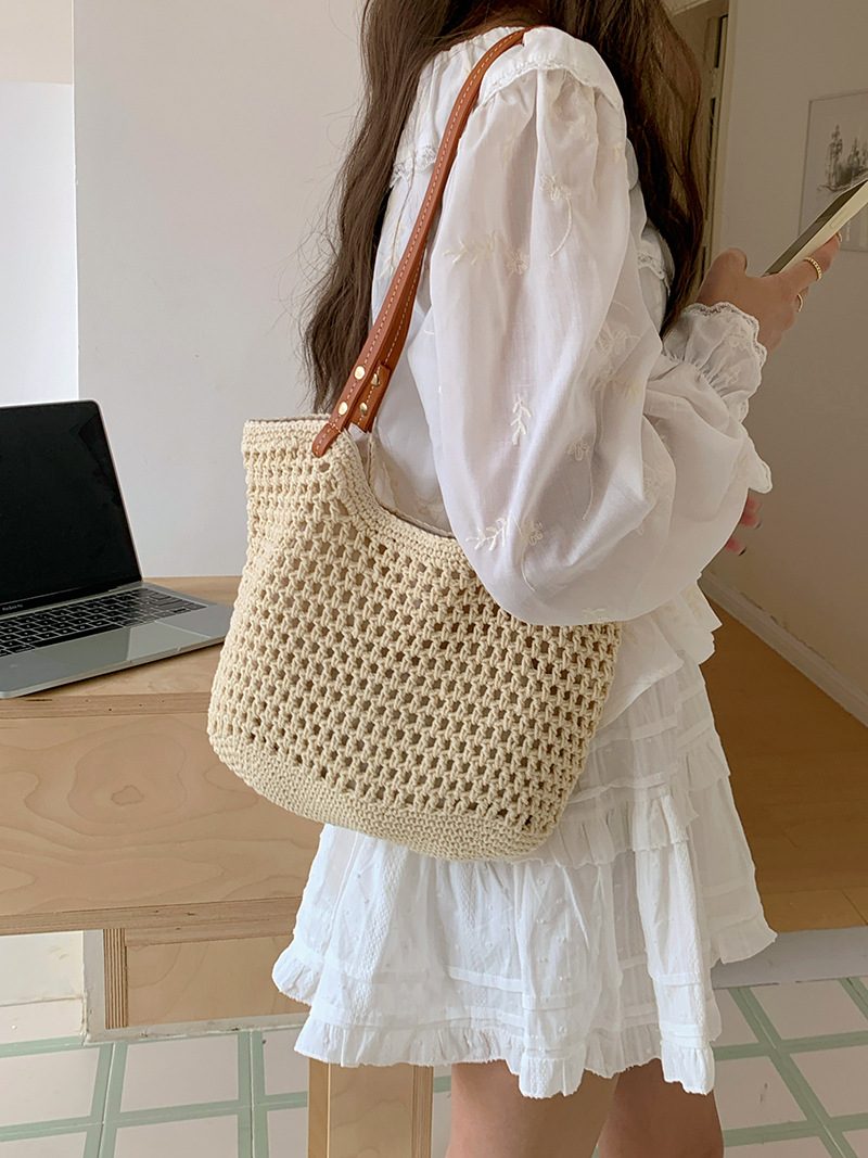 Woven Straw Beach Tote Bag