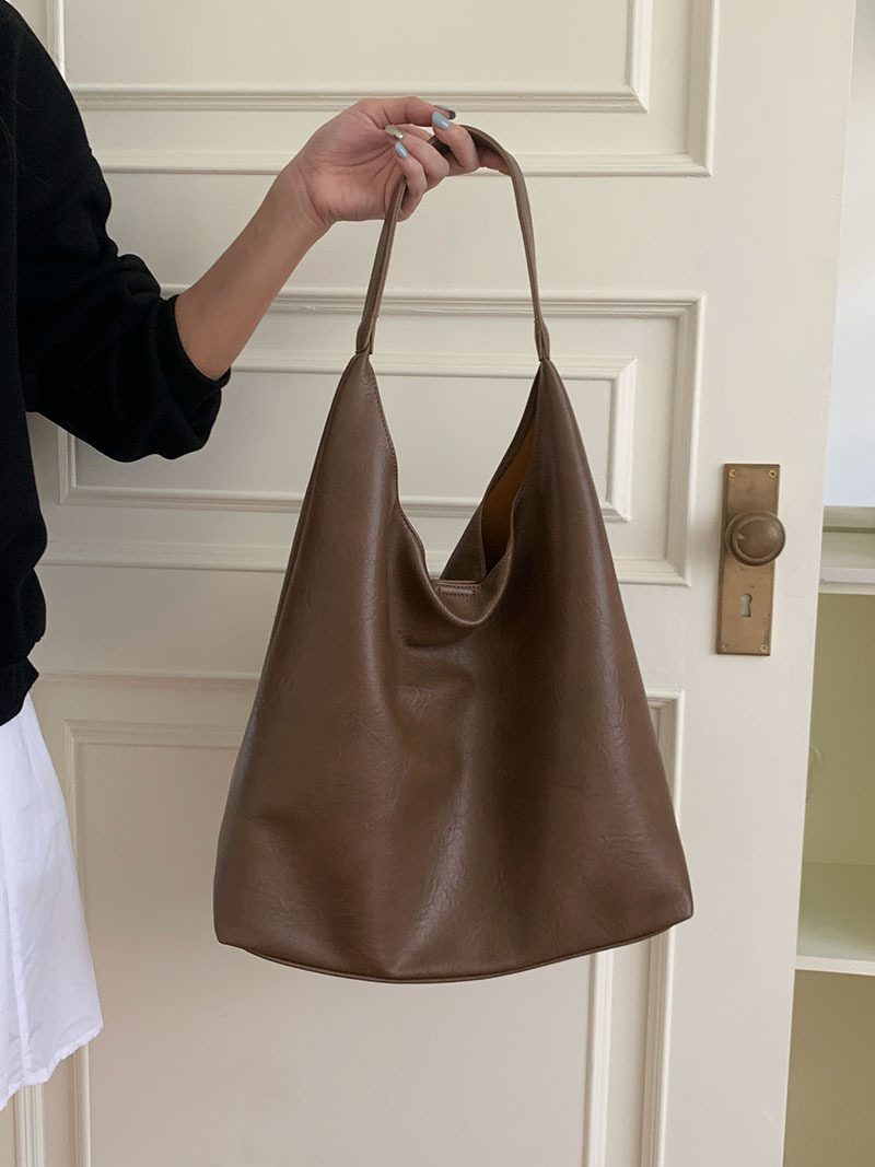 Textured Soft Leather Large Tote Bag