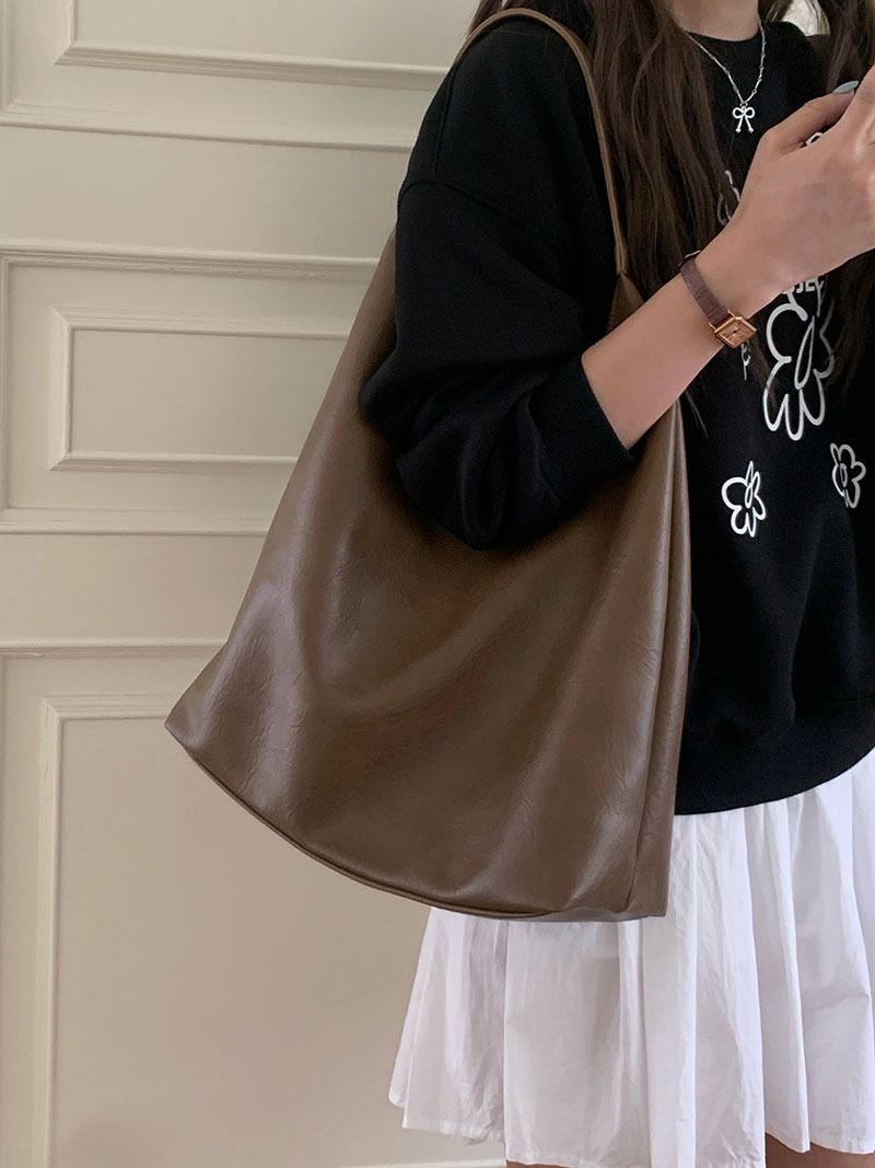 Textured Soft Leather Large Tote Bag view 2