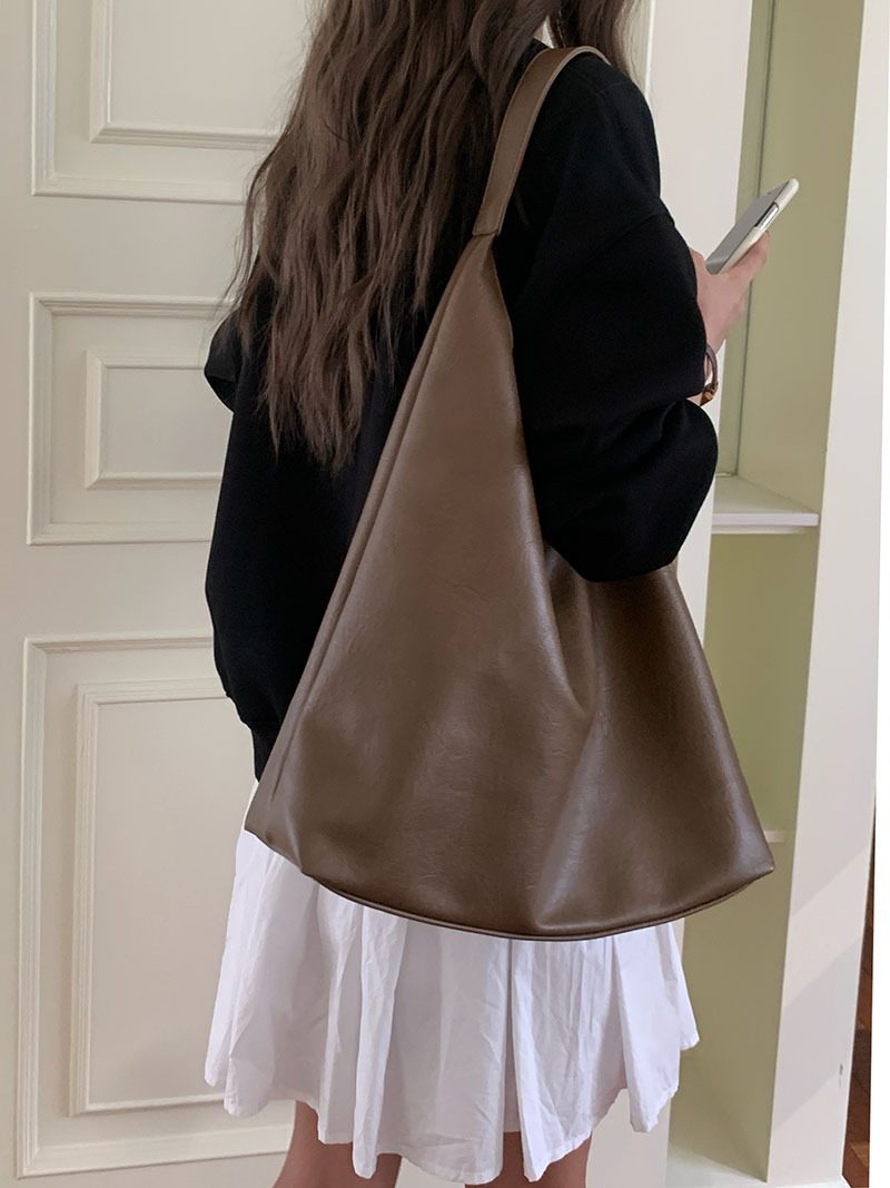 Textured Soft Leather Large Tote Bag view 3