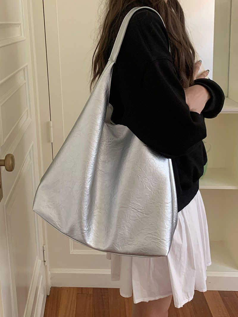 Textured Soft Leather Large Tote Bag view 5