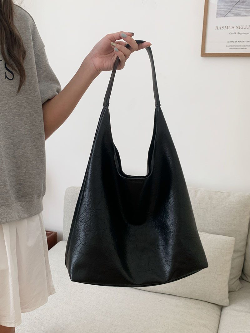 Textured Soft Leather Large Tote Bag view 7