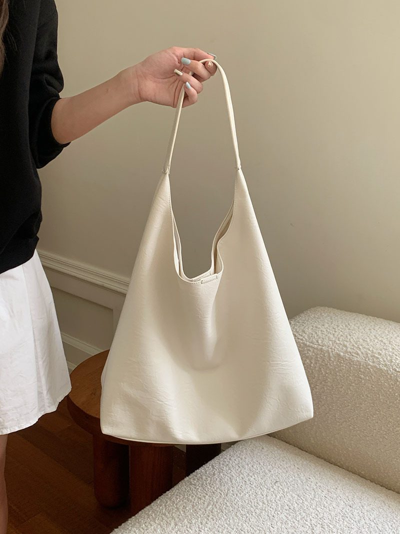 Textured Soft Leather Large Tote Bag view 8