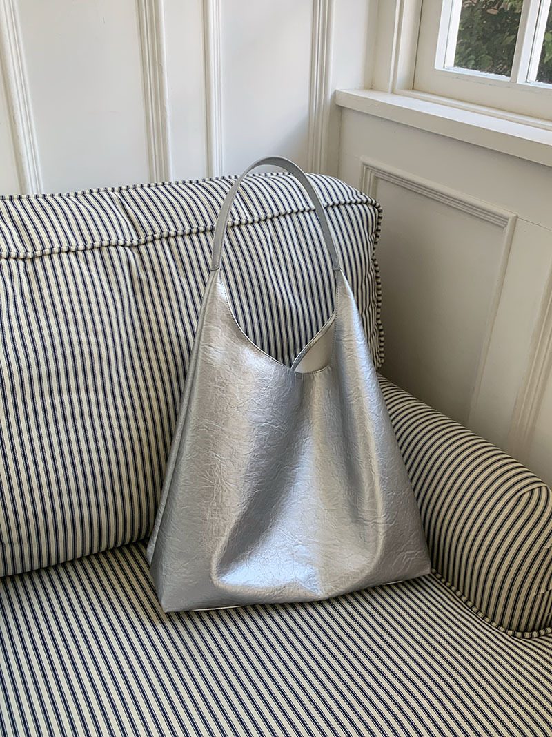 Textured Soft Leather Large Tote Bag view 9
