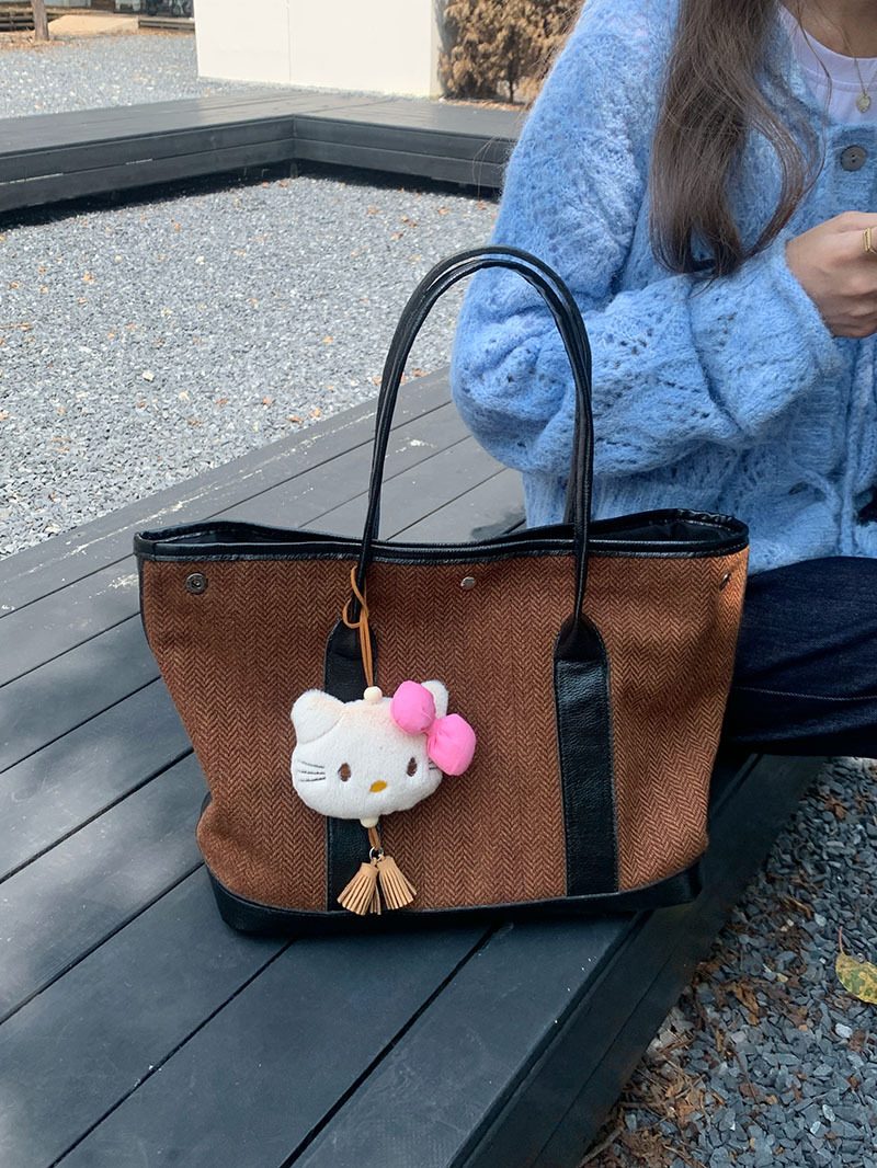 Damen Retro Woll-Tote-Bag mit großem Fassungsvermögen view 3