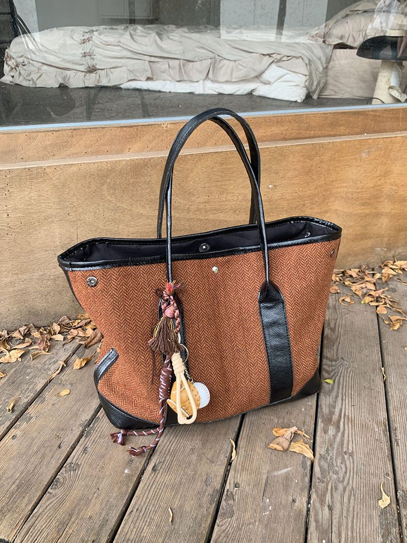 Damen Retro Woll-Tote-Bag mit großem Fassungsvermögen view 4