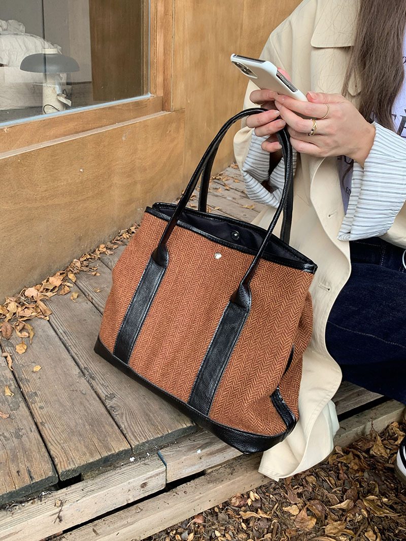 Damen Retro Woll-Tote-Bag mit großem Fassungsvermögen view 5