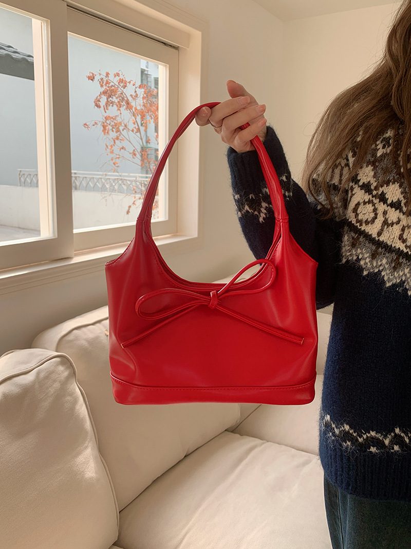 Sac à poignée supérieure avec nœud rouge pour femme view 2