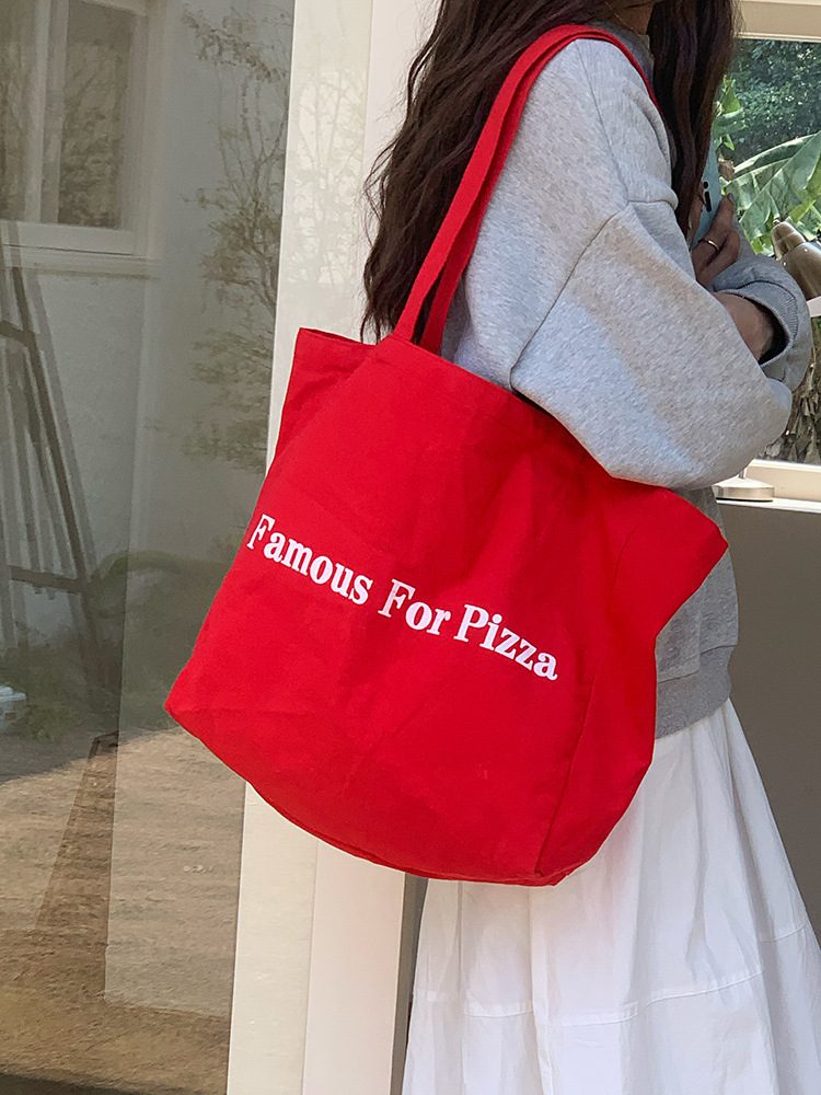 Women's Red Canvas Large Tote Bag view 2