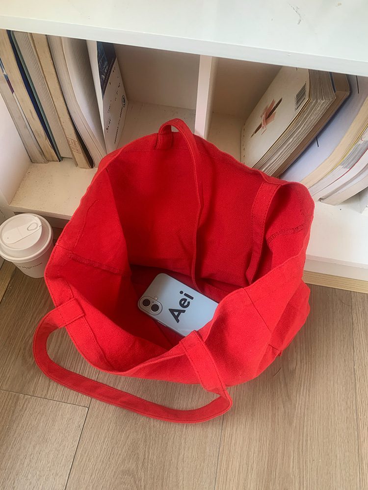 Women's Red Canvas Large Tote Bag view 3