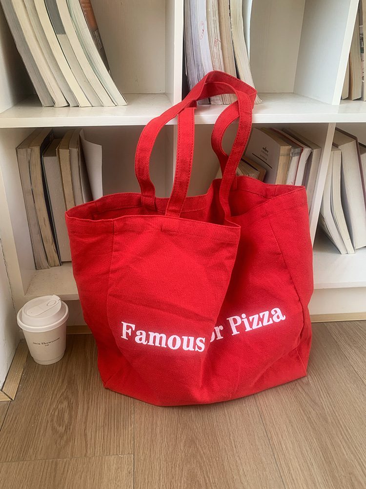 Women's Red Canvas Large Tote Bag view 4