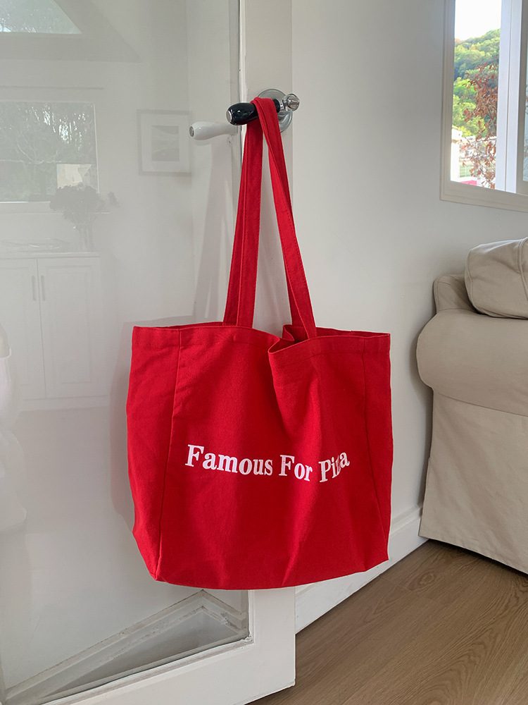 Women's Red Canvas Large Tote Bag view 5
