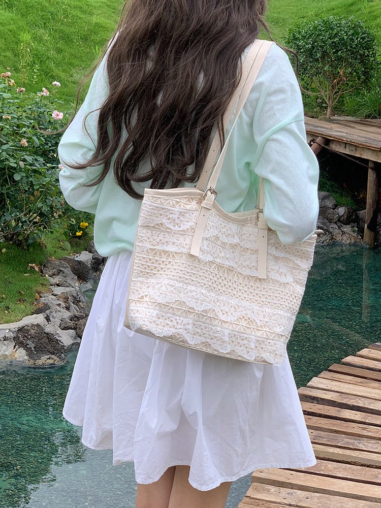 Women's Lace Mesh Large Tote Shoulder Bag view 3